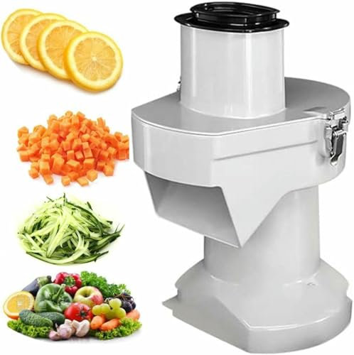 XSDAJSD Picadora de Verduras 3 en 1, eléctrica, Comercial, para Cortar Verduras en Dados y Frutas, con Cuchillas y Grosor Ajustables. Ralladora.