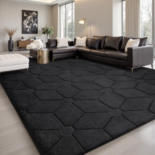 Sour Lemon Rugs Living Room 160x230,3D Black Area Rugs for Bedroom,Extra Large Rugs for living room,Machine Washable Anti Slip Short Pile Rug Carpets Mat for Kids Room Bedroom