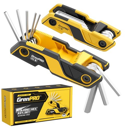 GRENPRO 2 Pack Folding Allen Wrenches Set Metric&SAE Hex Key Bike Tool Kit