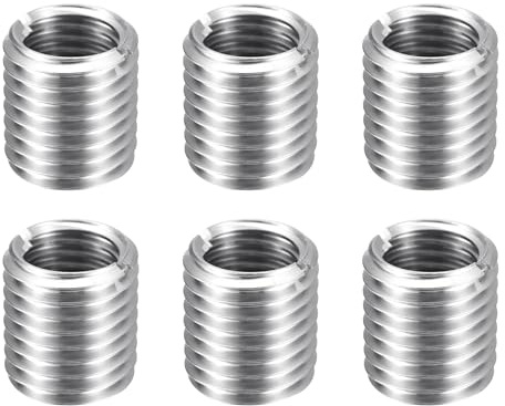 sourcing map 6 piezas de insertos de reparación de roscas M20 x 2.5 macho a M16 x 2 rosca hembra de 22 mm de largo, tuercas reductoras de acero inoxidable métricas autorroscantes, reductor roscado