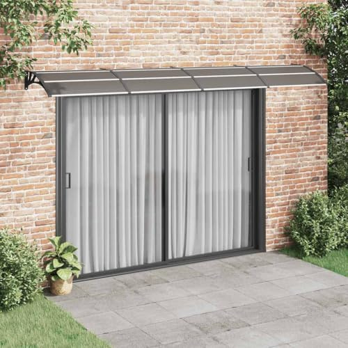 Auvent de Porte Extérieur,400x75 cm en Polycarbonate Résistant,Cadre Aluminium et ABS,Protection Contre Aluminium et ABS,Protection Contre Pluie/Neige,Marquise de Porte Exterieur,Noir