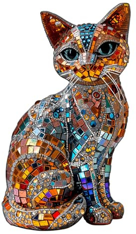 Blumuze Holzpuzzle Erwachsene,Bunte Mosaik-Katze Puzzle Holz | Katze Wooden Puzzle Unregelmäßige Einzigartige Form Puzzleteile,Jigsaw Puzzle Erwachsene 14+ mit Holzbox (L-35.5 * 20.1cm)
