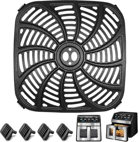 GXF Air Fryer Replacement Parts for Gourmia GAF858 GAF823 Air Fryer, Nonstick 9.6''*9.6'' Square Air Fryer Accessories Rack Tray Grill Pan Grill Plate Crisper Plate Gourmia 8QT Air Fryer