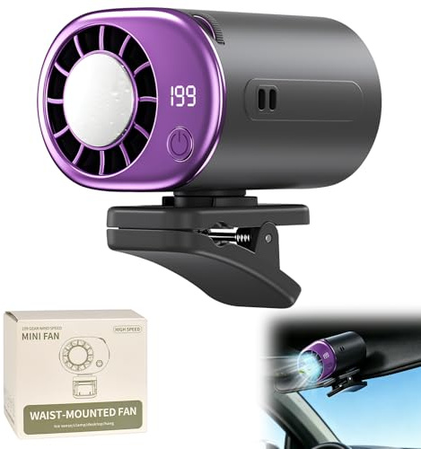 Car Clip on Air Conditioner Fan, Car Fans That Blow Cold Air, Rechargeable Mini Clip Fan with LED Display, 199-Speed Touch Control & 360° Rotation, Cars Cooling Fan for Home Office Stroller Camping