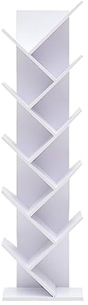 Rebecca Mobili Aktenregal Weiß, modernes Bücherregal, Wandregal mit 10 Ablagen, Holz MDF, für Haus Büro Home Office Praxis – Maße: 160 x 44,5 x 22 cm (HxLxB) - Art. RE4584