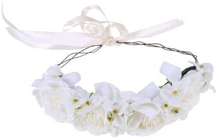 Künstliche Blumen-Haarbänder Simulation Rose Stirnband Hairstlye Zubehör für Party Hochzeit Engagement Feier (weiß)