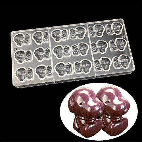 Schokoladenform aus Polycarbonat mit 18 Löchern in Hundeform, transparent, Backform, Konfekt, Gelee, Eis, Puddingform für Küche, Backzubehör