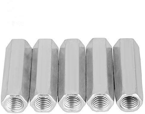Hilitand 5pcs Long Rod Nut, Carbon Steel Hex Coupling Nuts, Hexagonal Sleeve Nut, Standoff M10 Threaded Fasteners (M10*40)