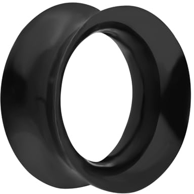 Treuheld® Silikon Flesh Tunnel Schwarz - dünner Double Flare Ohr Plug - 16 Größen