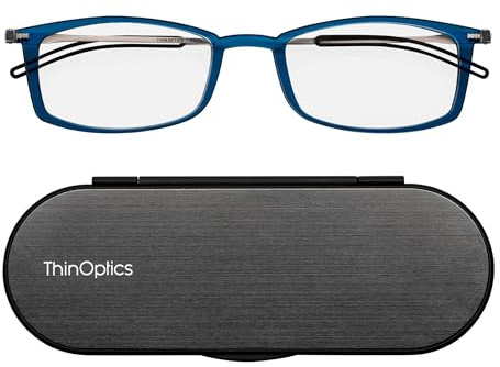 ThinOptics Lesebrille 2,5, blau, mit Milano-Magnetetui, ultraleicht, unisex