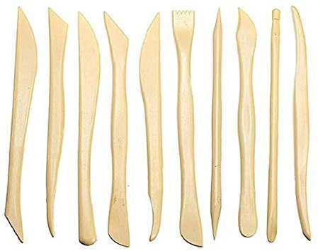 Wolfride Gasea Cuchillo de Arcilla, 20pcs Escultura Cerámica Afilar Las Herramientas, Cuchillo de Trinchar con Mango de Madera, Herramientas de Talla de Escultura de Bricolaje
