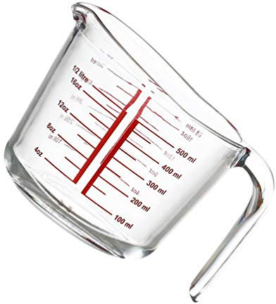 HEMOTON Verre doseur en forme de V pour café et mousse, avec bec en V, haut borosilicate, passe au micro-ondes, 500 ml