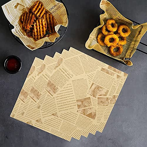 IBLUELOVER 200 Sheets 22x22cm Food Wrap Paper Sandwich Burger Wrappers Deli Paper Greaseproof Wrapping Tissue for Hamburger Pizza Bread Cake Fries Chip
