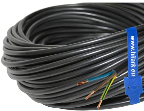 Hilark Cable Tech 30m Câble H05VV-F 3x2,5 mm2 (3g2,5 mm2) Noir Câble pour rallonges électriques