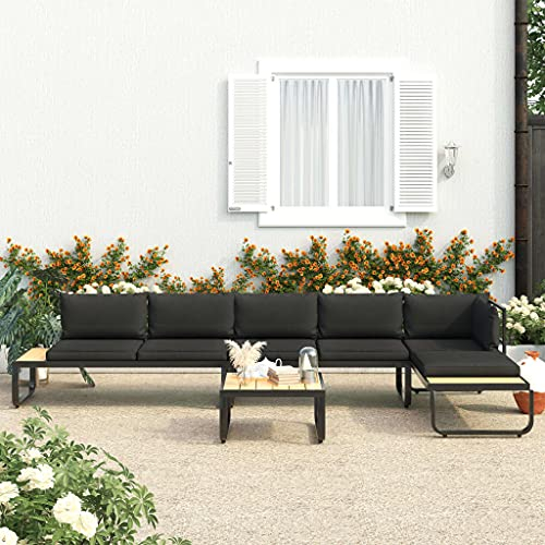 4-tlg. Aluminium und WPC Gartensofa-Set mit Auflagen und Couchtisch Witterungsbeständig Garten-Ecksofa-Set Gartengarnitur Sitzgarnitur Loungesofa-Set Gartenmöbel-Set für Terrasse Garten Hinterhof
