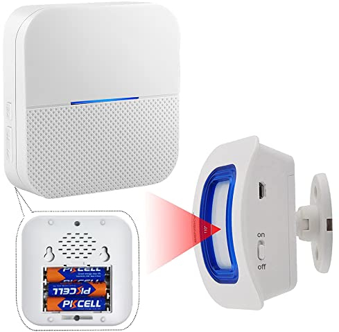 Caregiver Pager Indoor Portable Motion Sensor Alarm Room Bed Alarms and Fall Prevention for Elderly Dementia Patients/Mailbox Alert Device for Home With 1 Motion Sensor + 1 Potable Receiver