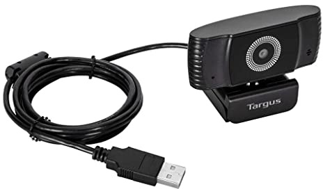 Targus AVC042GL Webcam Plus - Full HD 1080p-Webcam mit Autofokus (mit Schutzhülle) Integrierte Rauschunterdrückung