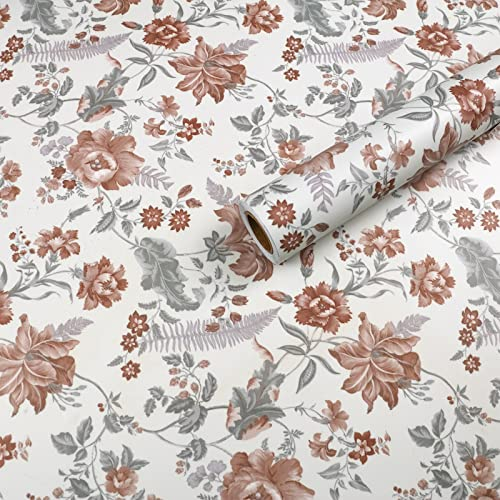 Hode Papier Adhésif pour Meubles Fleur de Pivoine 40X300cm Film Autocollant pour Meubles Armoires Murs Rebords de Fenêtre Film Décoratif Papier Peint Imperméable