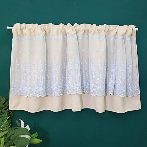 Opaco Cocina Cortina, Tratamiento Térmico Translucido Cortinas de Cenefa con Bolsillo para Varilla Transparente Visillo Cortinas de Cocina para Salón Dormitorio Baño, 1 Panel-130x80cm(51x31in)