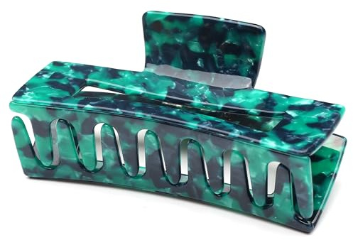 QinGoo Groß Haarklammer Rechteckig Haarspange für Damen, Grün | Hochwertiges Acetat, 10.5cm, abgerundete Zähne, stabiler Halt für lange dickes Haar, ideal für Alltag, Büro, Ausflüge