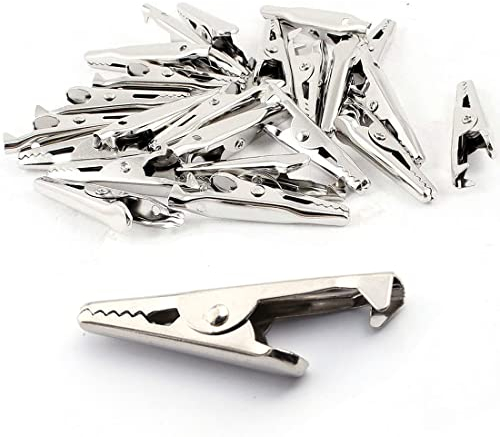 Pinces crocodiles en métal 20 pièces, pinces crocodiles de test électrique pour travaux de laboratoire et tests électriques, longueur 28mm