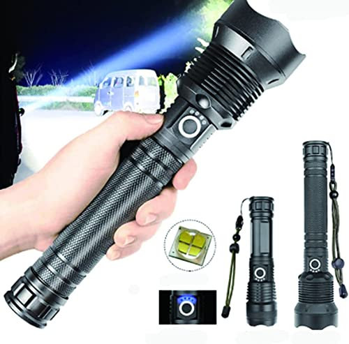 90000 High Lumens Tactical Flashlights,Led Super Bright Flashlight for Outdoor,Rechargeable Led Flashlight (P90+2 * 26650)