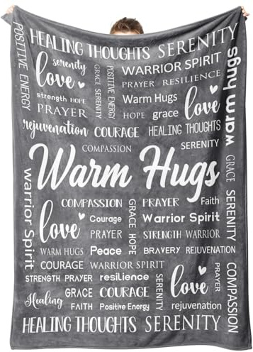 Afterprints Warm Hugs Healing Blanket - Get Well Soon Gifts for Women Men, Cancer Care, Chemo, After Surgery, Thinking of You Gifts, Soft Throw Blanket 50x60