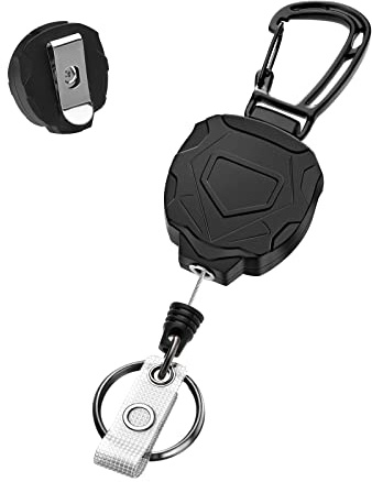 Soleebee Einziehbarer Schlüsselanhänger, Schwerer Karabinerhaken Badge Holder mit 80cm Ausziehbarer Stahlseil Schlüsselkette Und Schlüsselring JoJo Ausziehbar ID-Ausweishalter für Kartenhalter (C)