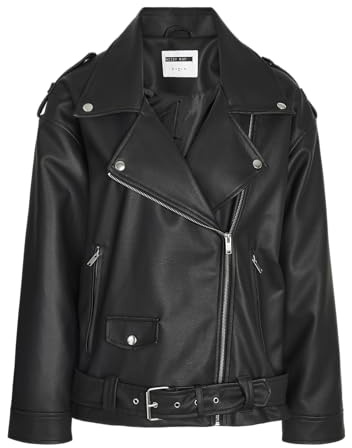 Noisy May Giacca da Donna in Similpelle Oversize, Nero, M
