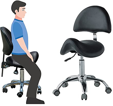 CMYUN Sattelhocker Ergonomischer Sattelhocker mit Rückenlehne, Professionelle Rollende Bequeme Bürostühle, für Massage Salons Studio Klinik Zahnarzt Hause