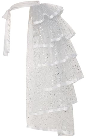 Graceart Jupe tutu steampunk en dentelle avec ceinture, noir, Blanc argenté, taille unique