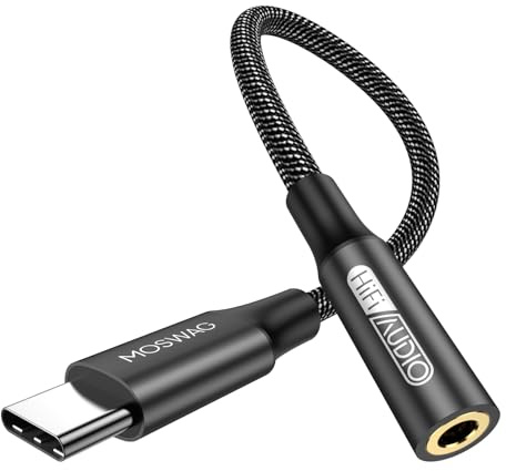 MOSWAG Adattatore USB C Jack Adattatore Cuffie con DAC in Nylon Intrecciato