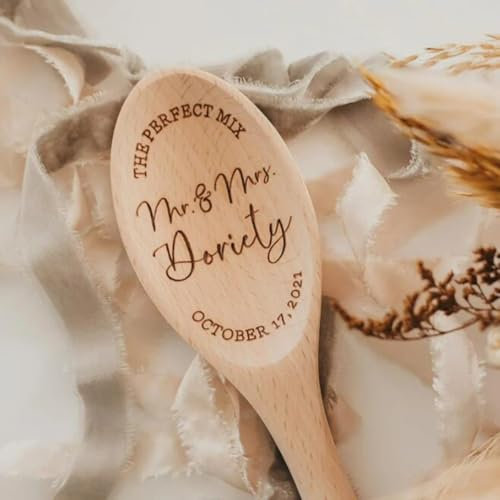 Personalised Wooden Spoon,Custom Engraved Wooden Spoon Laser Engraved Any Name or Message Baking Kitchen Novelty Gift (60PCS)