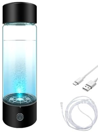 Washranp Portable Hydrogen Water Generator Family Friends Gift Idea Rich Cup Leak-proof Transparent Glass Bottle for Outdoor Travel Camping Hiking Oxygen Black