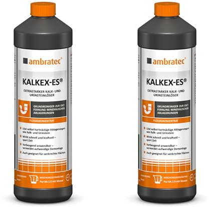 2 Flaschen Ambratec Kalkex ES extrastarker Reiniger gegen Kalk Urinstein Wasserstein Konzentrat Entkalker Urinsteinlöser Kalk Entferner
