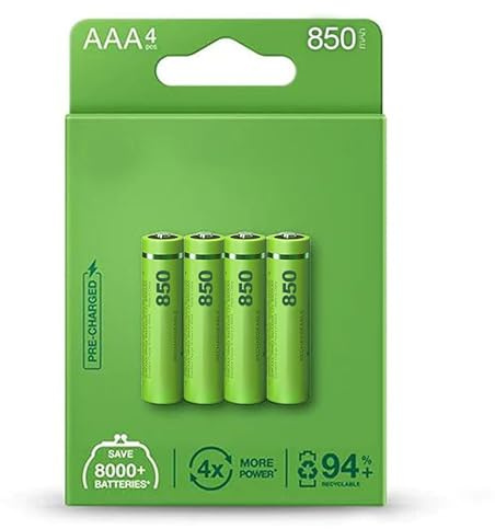 Pila Recargable AAA de 85 mAh precargadas de fábrica, Blister 4 Pilas