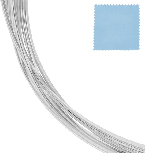 Beebeecraft 2M Langer Perlendraht flache Sterling Silber Lünetten Schmuck Basteldrähte Zum Selbermachen Mit 925 Silber Poliertüchern
