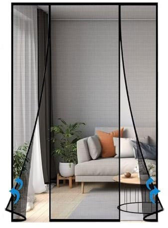 Magnet Fly Screen Door, 230x190cm, Insect Protection Fly Curtain, Magnet Door Curtains-Against Flies, Mosquito Door, Mosquito net, Black