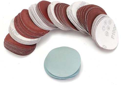Confezione da 100 dischi abrasivi da 75 mm, grana assortita da P80 a P3000, resistenti all'umidità, con gancio e anello, per lucidatura e finitura