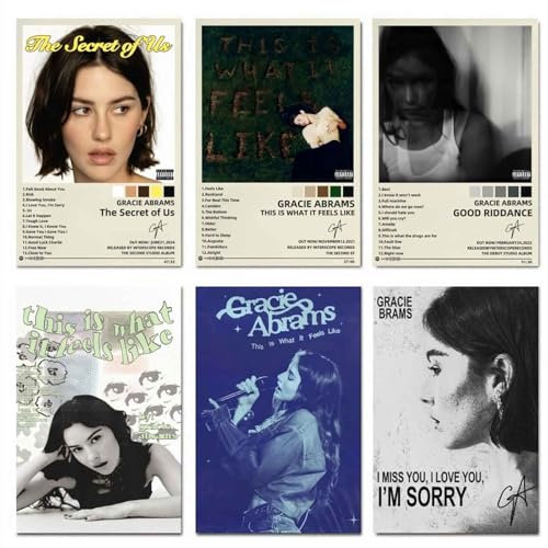 Gracie Abrams - Poster in edizione limitata con copertina dell'album, autografati, poster artistici su tela per stanza, decorazione artistica da parete e soggiorno, senza cornice, 20 x 30 cm, stile 1