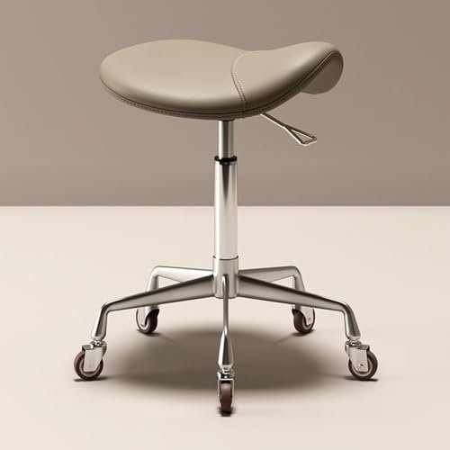 Ergonomischer Hocker Büro mit Rollen Höhenverstellbarer 43-58cm, Sattelhocker mit Rollen Hoch Erhältlich(Chrome)