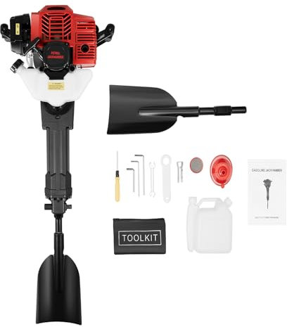 OUKANING Trivella per alberi da giardino a benzina, 52 cc, 2 stroke, 1,3 l, serbatoio 1900 W, macchina per tomba, 1500 volte/min, trivellatrice manuale