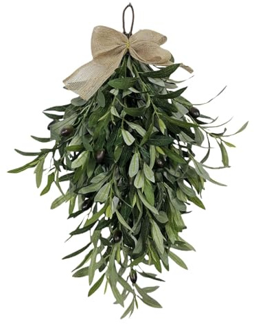 Guirnalda de lágrima de oliva, diseño floral de primavera con hojas verdes, guirnalda decorativa de primavera, de boda, decorativo con hojas verdes, fruta de olivo para fiesta, hogar, puerta
