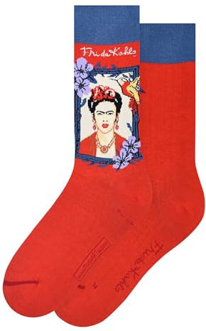 MuseARTa strumpor av bomull med målning porträtt av konstnären Frida Kahlo i storlek 36–40, FK-POR-06-36-40, röd, 36-40
