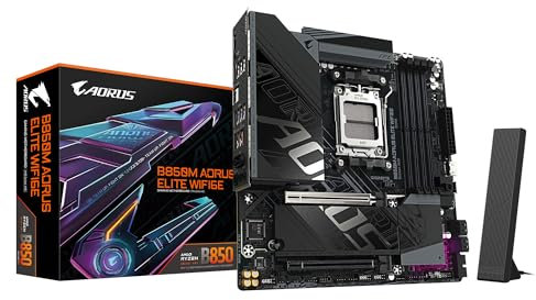 GIGABYTE B850M AORUS Elite WIFI6E Carte mère - Processeurs AMD Ryzen série 9000, VRM numérique 12+2+2 Phases, jusqu'à 8200 MHz DDR5 (O.C.), 1x M.2 PCIe 5.0 + 1x M.2 PCIe 4.0, Wi-FI 6E, LAN 2.5 GbE
