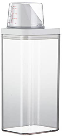 Dispenser trasparente per detersivo per bucato, 1500 ml, contenitore per sapone in polvere con coperchio dosatore, contenitore in plastica resistente per detersivo per uso domestico