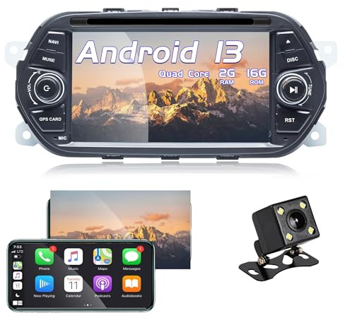 Android Radio de Coche para FIAT Tipo EGEA 2015-2017 Carplay Android Auto 7'' estéreo de Pantalla táctil GPS Navegación WiFi Bluetooth FM RDS Radio Cámara Trasera Reproductor de CD[2+16G].