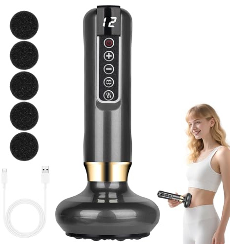 PLLYPE Cellulite Massagegerät, Cellulite schröpfgerät, Elektrisches Schröpftherapie Set, Schröpfgerät Elektrisch, Anti Cellulite Massager, für Bauch, Taille, Arme, Beine(Grau)