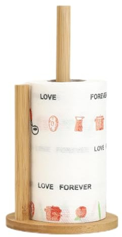 Portarrollos De Cocina De Madera, Soporte De Pie para Rollos De Papel De Cocina, Organizador Que Se Adapta A Rollos De La Mayoría De Tamaños – Diseño Duradero para Cualquier Cocina