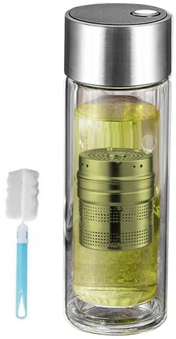 Tee-Infuser-Flasche – Teeflasche aus , 400 ml, doppelwandig, hochtemperaturbeständig, mit magnetischem Deckel für Sport, Reisen, Schule, Büro